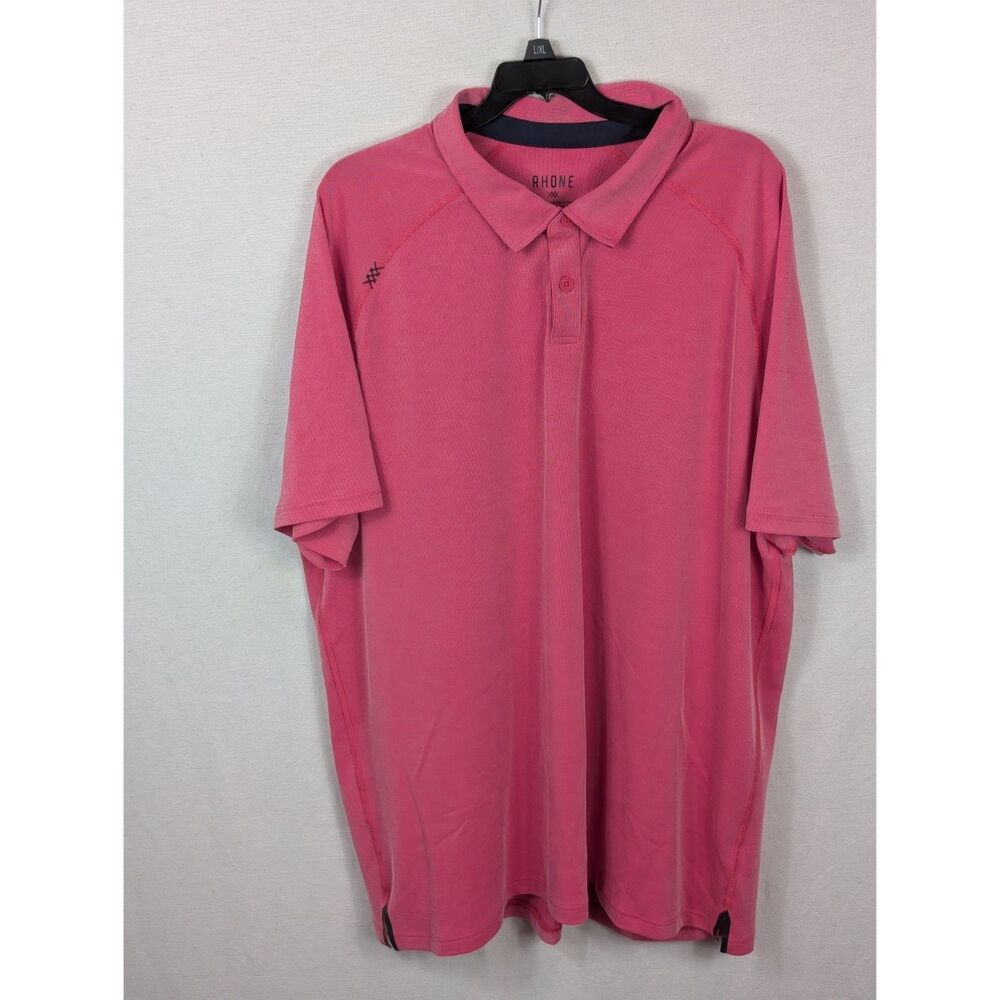 Rhone Delta Pique Button Down Polo Shirt Pink Men's Size 2XL/XXL